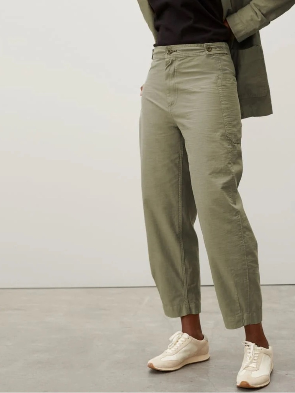 Everlane Olive Green High-Rise Straight Cropped Pants